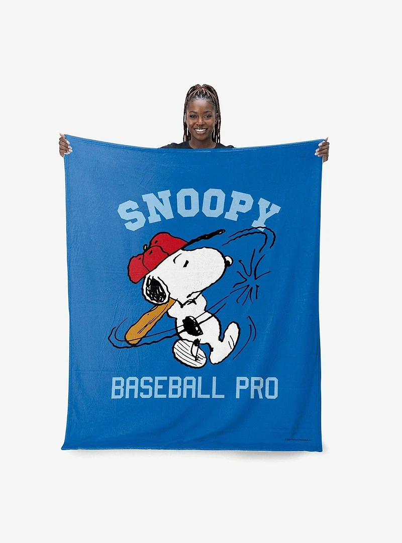 Peanuts Snoopy Baseball Silk Touch Throw Blanket
