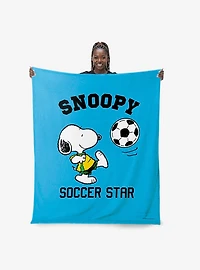 Peanuts Snoopy Soccer Silk Touch Throw Blanket