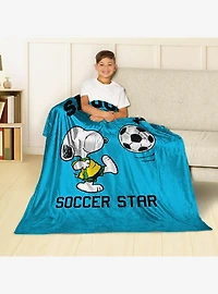 Peanuts Snoopy Soccer Silk Touch Throw Blanket