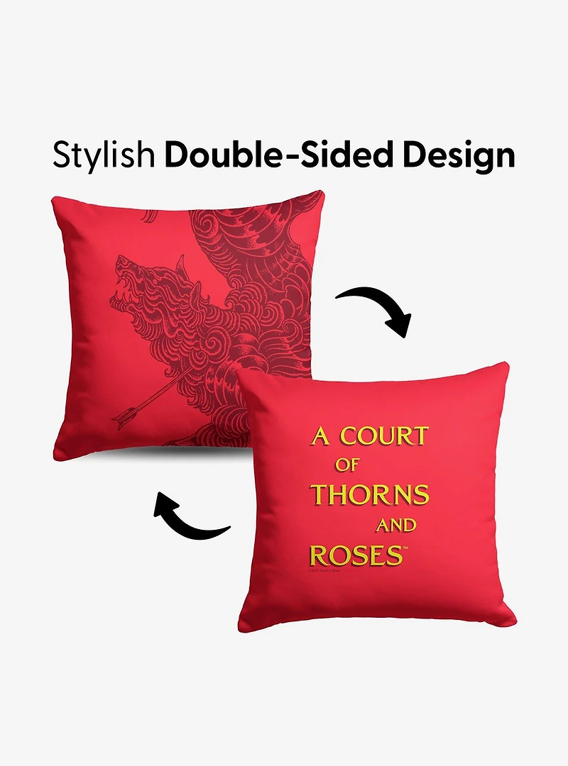 A Court of Thorns and Roses Logo Drop Throw Pillow