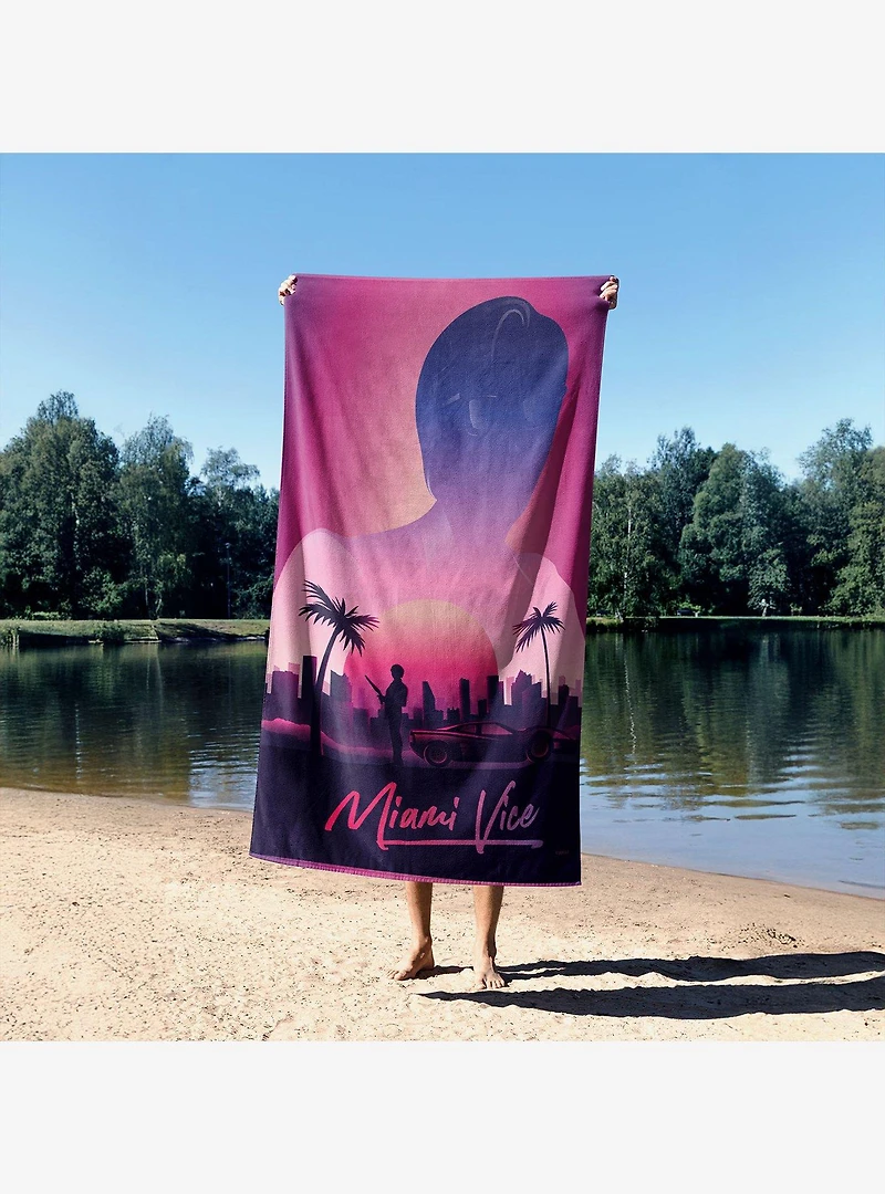 Miami Vice Evening Cityscape Sand Free Beach Towel