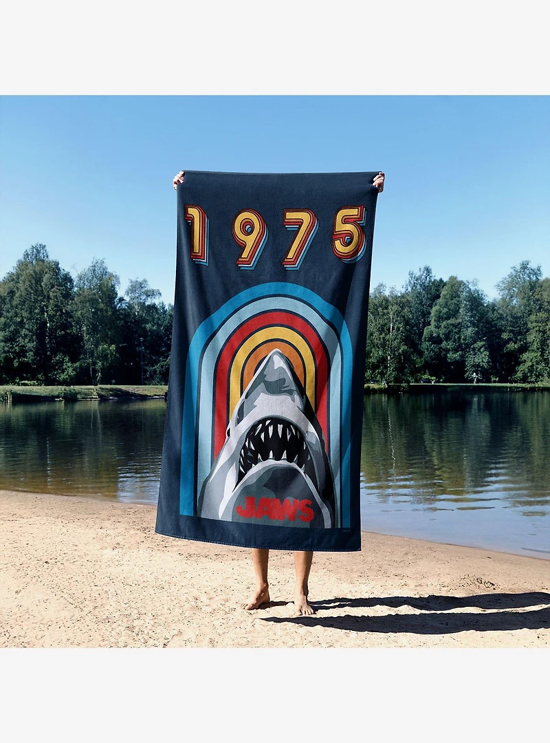 Jaws Rising Shark Sand Free Beach Towel