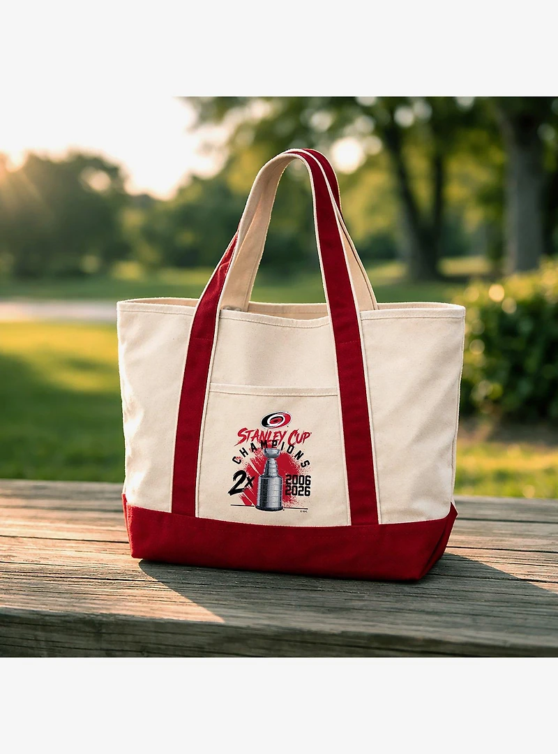 NHL Carolina Hurricanes Stanley Cup Multi-Champ Trophy Case Tote Bag Red