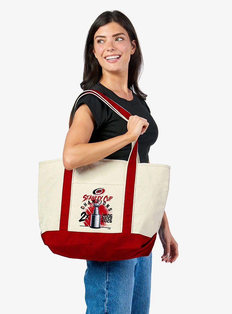 NHL Carolina Hurricanes Stanley Cup Multi-Champ Trophy Case Tote Bag Red