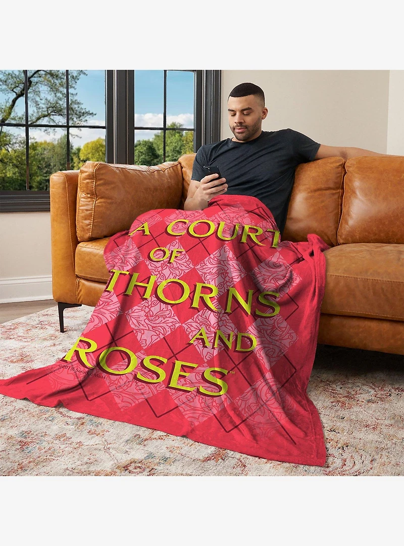 A Court of Thorns and Roses Diamond Florals Silk Touch Throw Blanket