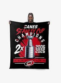 NHL Carolina Hurricanes Stanley Cup Multi-Champ Trophy Case Silk Touch Throw Blanket