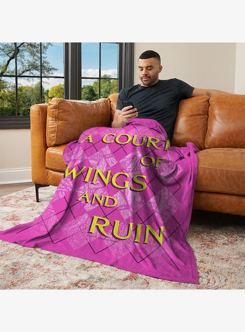 A Court of Wings and Ruin Diamond Florals Silk Touch Throw Blanket