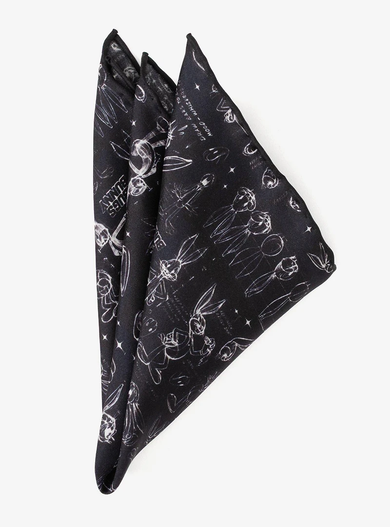 Looney Tunes Bugs Bunny Black Silk Pocket Square