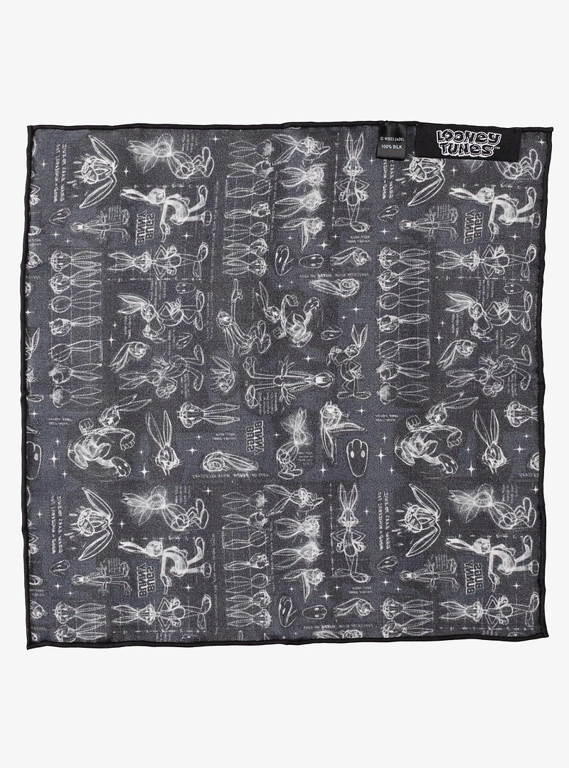 Looney Tunes Bugs Bunny Black Silk Pocket Square