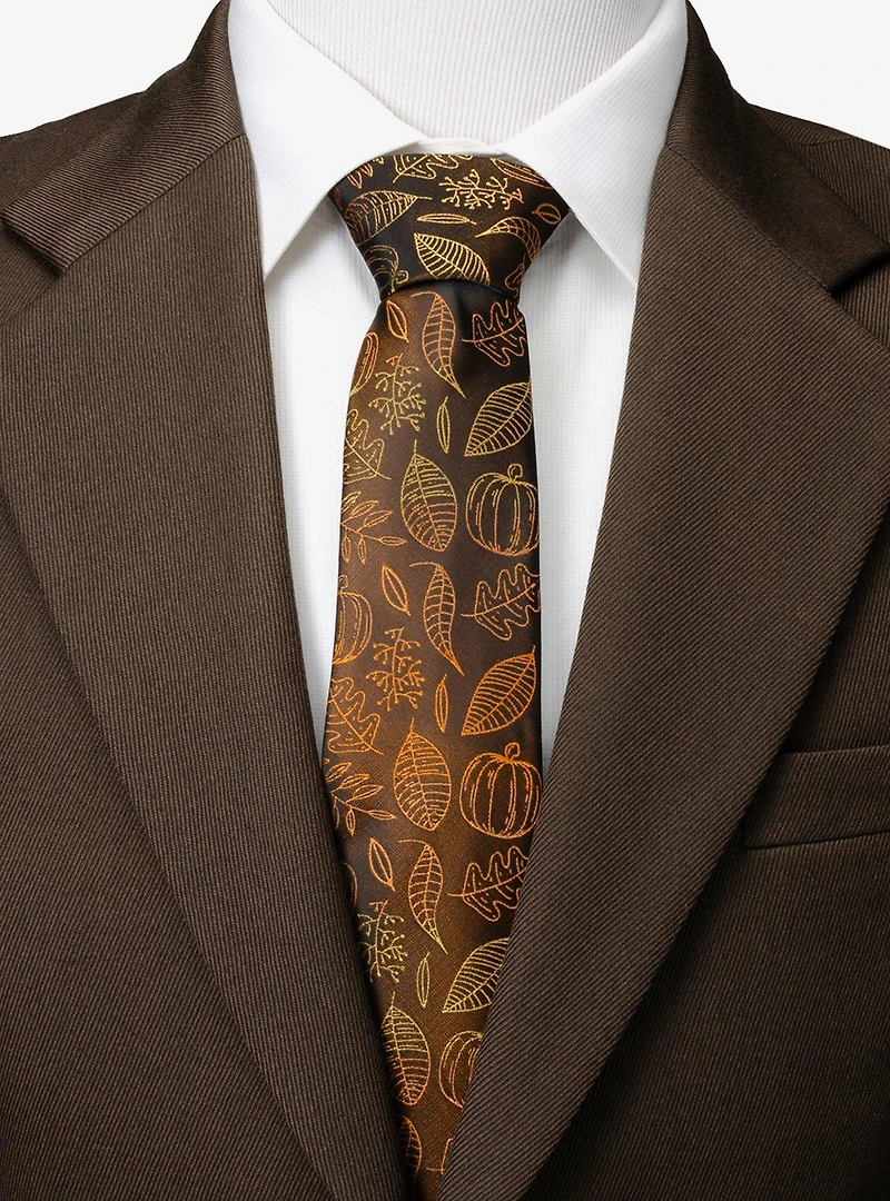 Fall Spice Men's Brown Silk Tie