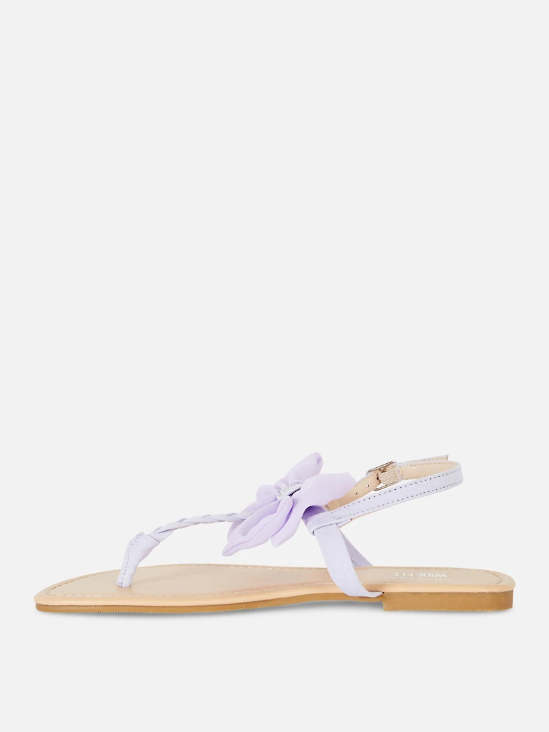 Wide Fit Chiffon Bow Sandals