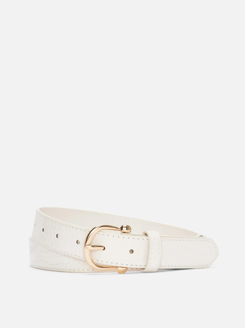 Women's Ivory Horseshoe-Buckle Belt