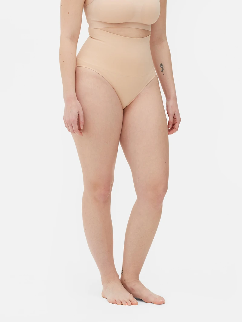 Women's Taupe Seamless High Waist Shapewear Briefs
