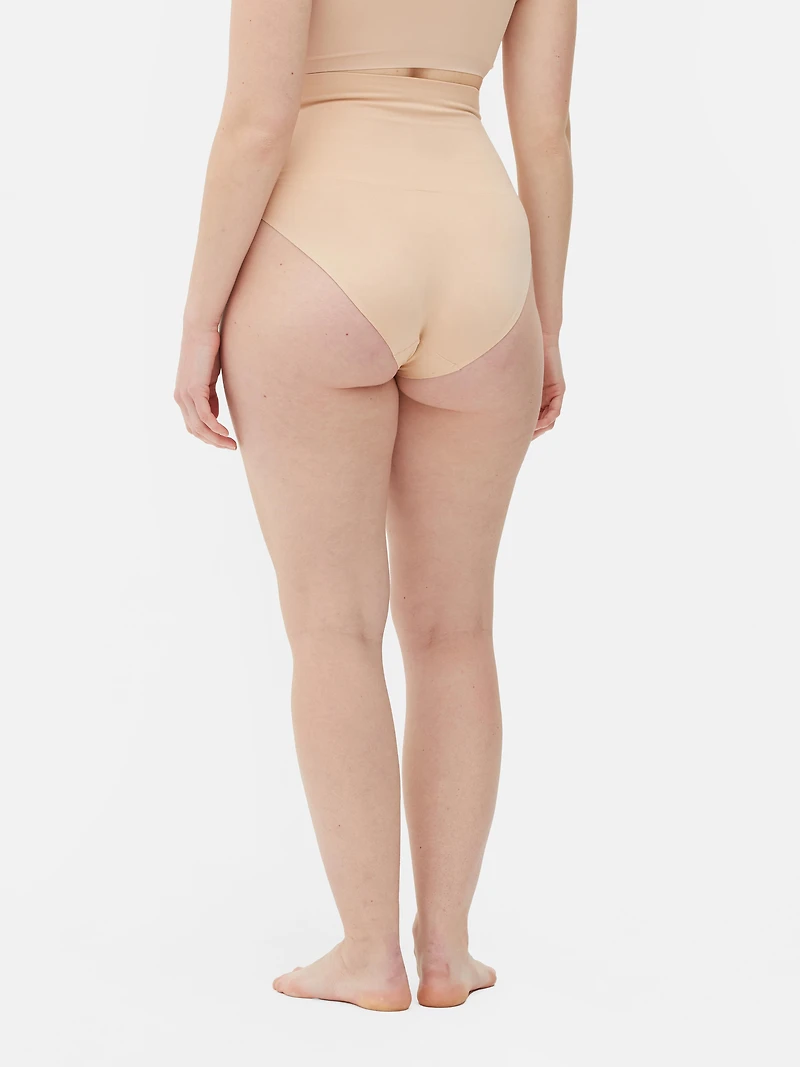 Women's Taupe Seamless High Waist Shapewear Briefs