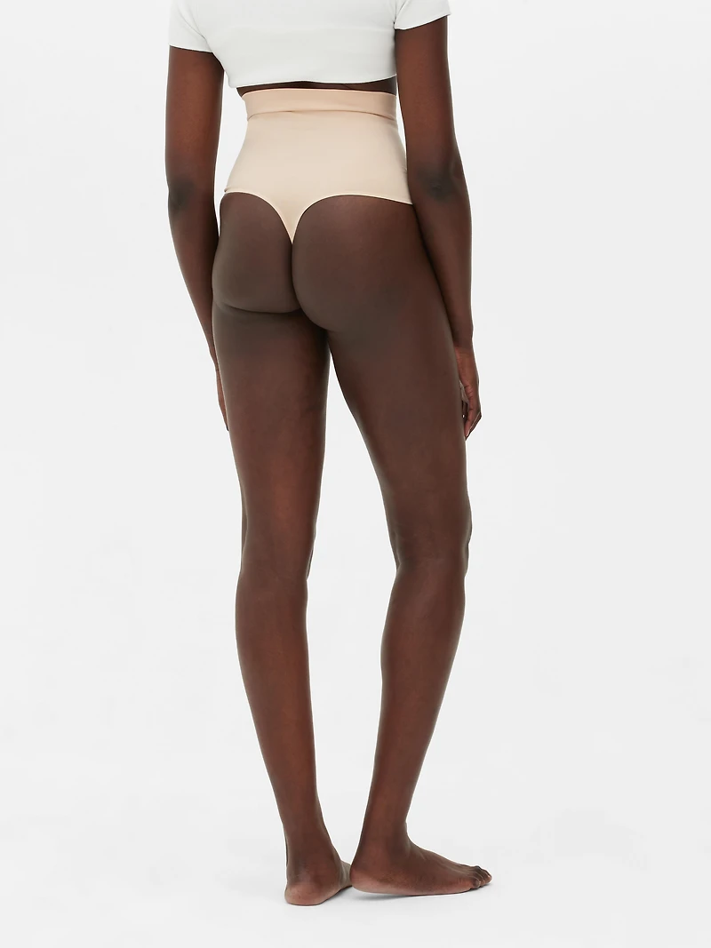 Women's Taupe High Waist Seamless Shapewear Thong