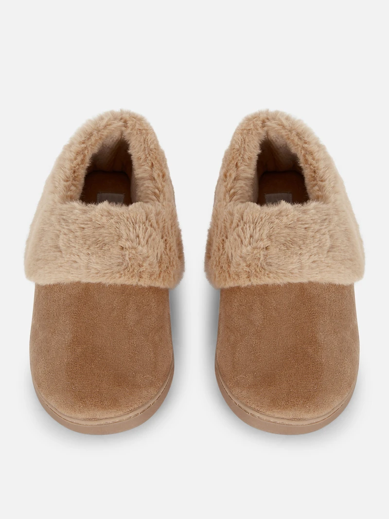 Faux Fur Lined Moccasin Slippers