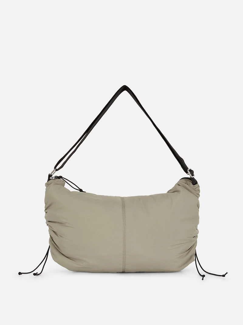 Women's Olive Drawstring Detail Sling Bag