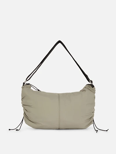 Women's Olive Drawstring Detail Sling Bag