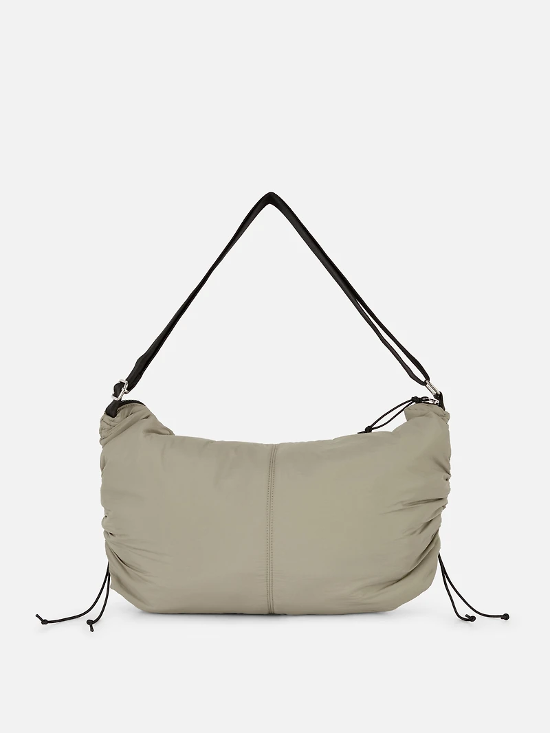 Women's Olive Drawstring Detail Sling Bag