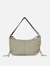 Women's Olive Drawstring Detail Sling Bag
