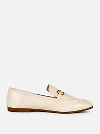 Women's Ivory Faux Leather Snaffle Loafers