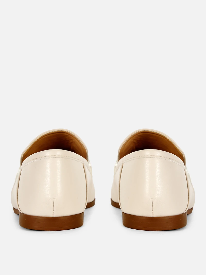Women's Ivory Faux Leather Snaffle Loafers