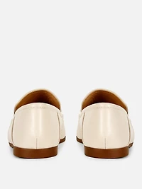 Women's Ivory Faux Leather Snaffle Loafers