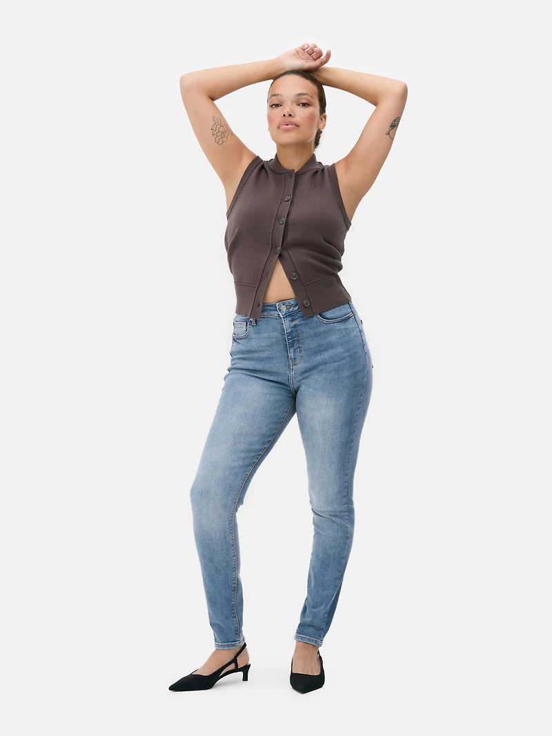 Women's Mid Blue High Waist Skinny Jeans