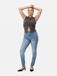 Women's Mid Blue High Waist Skinny Jeans