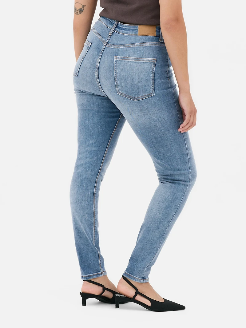 Women's Mid Blue High Waist Skinny Jeans