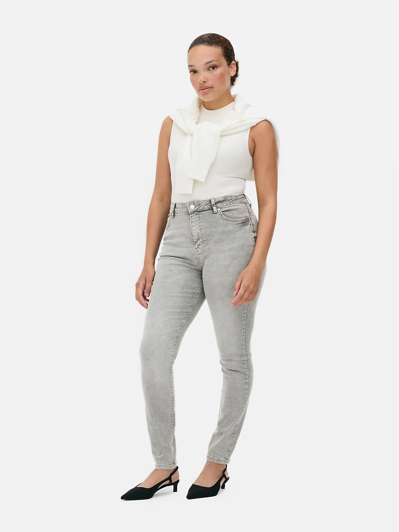 Women's Gray High Waist Skinny Jeans