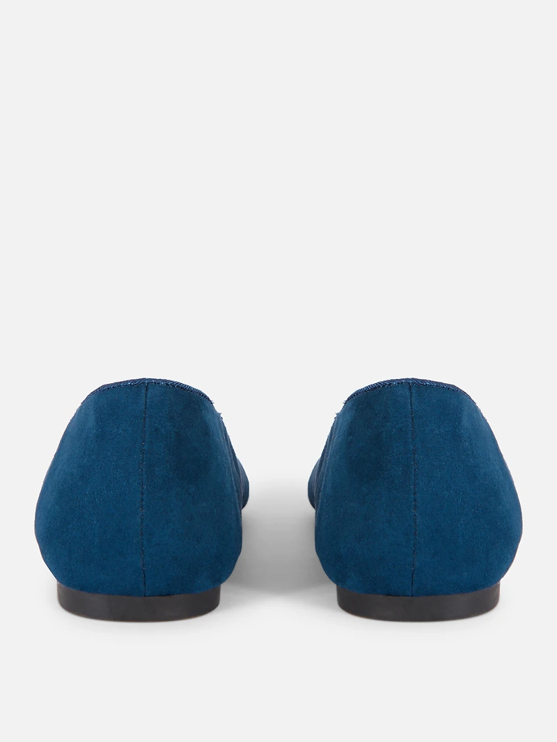 Women's Navy Faux Suede Flats