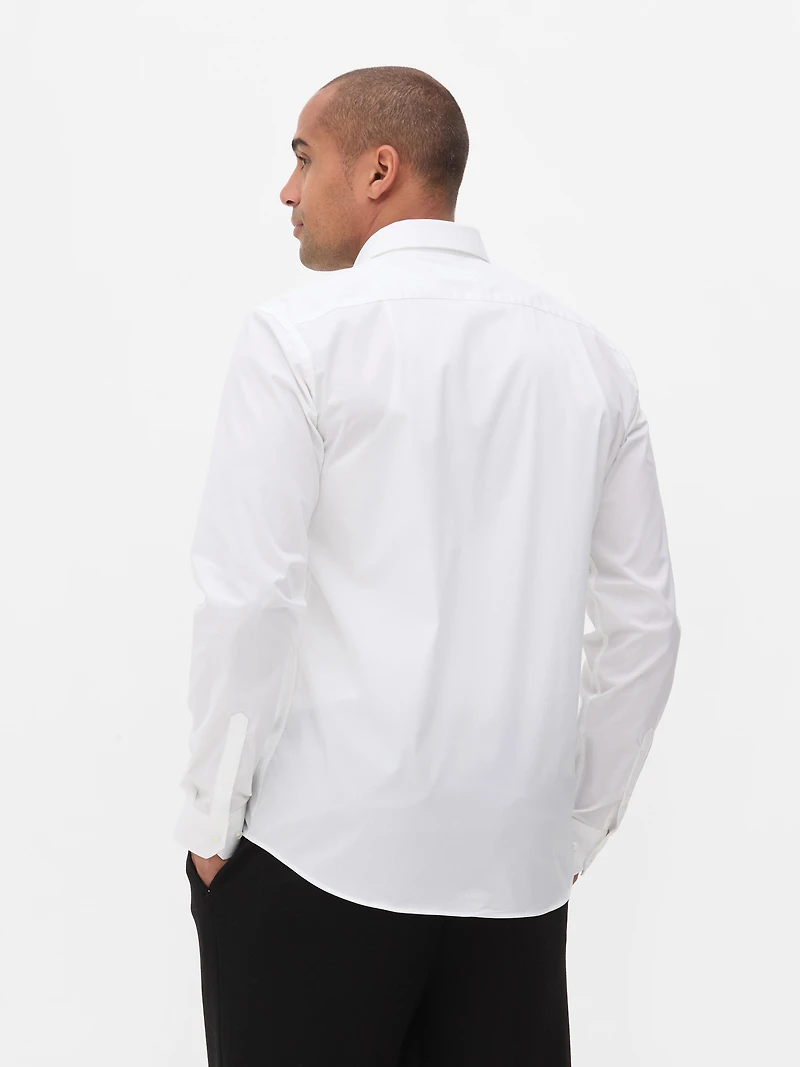 Men's White Stretch Regular Fit Shirt