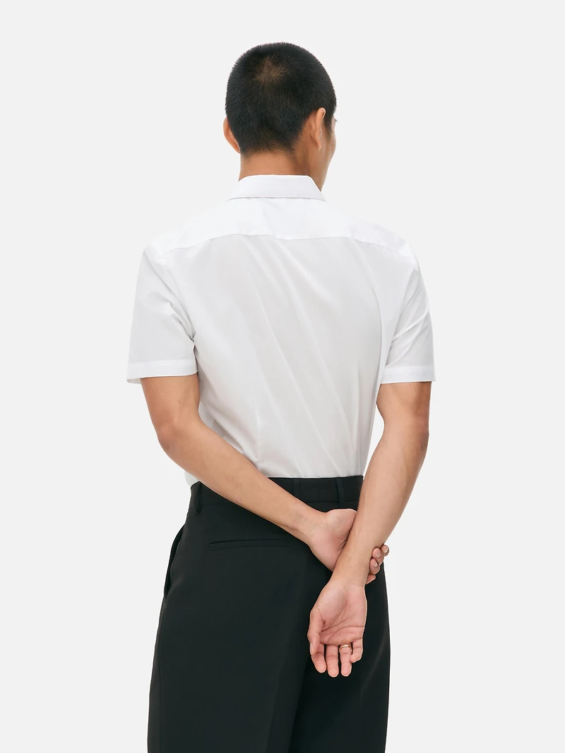 Men's White Slim Fit Short Sleeve Shirt