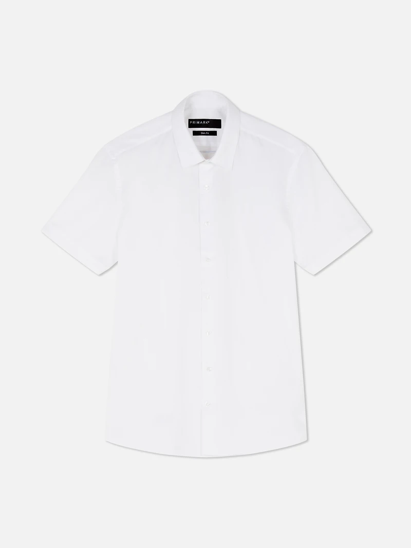Men's White Slim Fit Short Sleeve Shirt