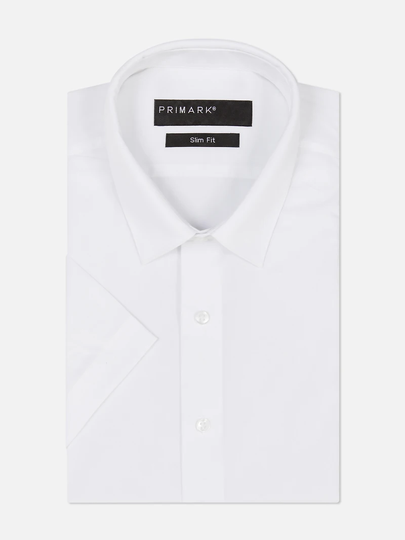 Men's White Slim Fit Short Sleeve Shirt