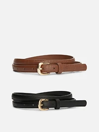 2-Pack Skinny Faux Leather Belts