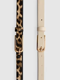 2-Pack Skinny Faux Leather Belts