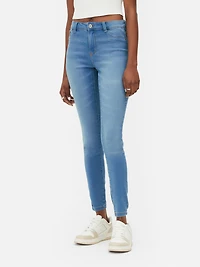 Women's Mid Blue Essential Mid-Rise Skinny Jeans | Regul