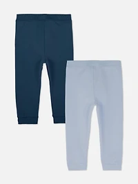 Baby Boys Blue 2-Pack Drawstring Cuffed Joggers