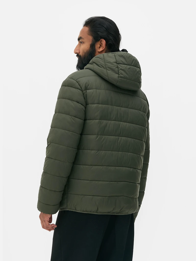 Men's Dark Green Hooded Puffer Jacket
