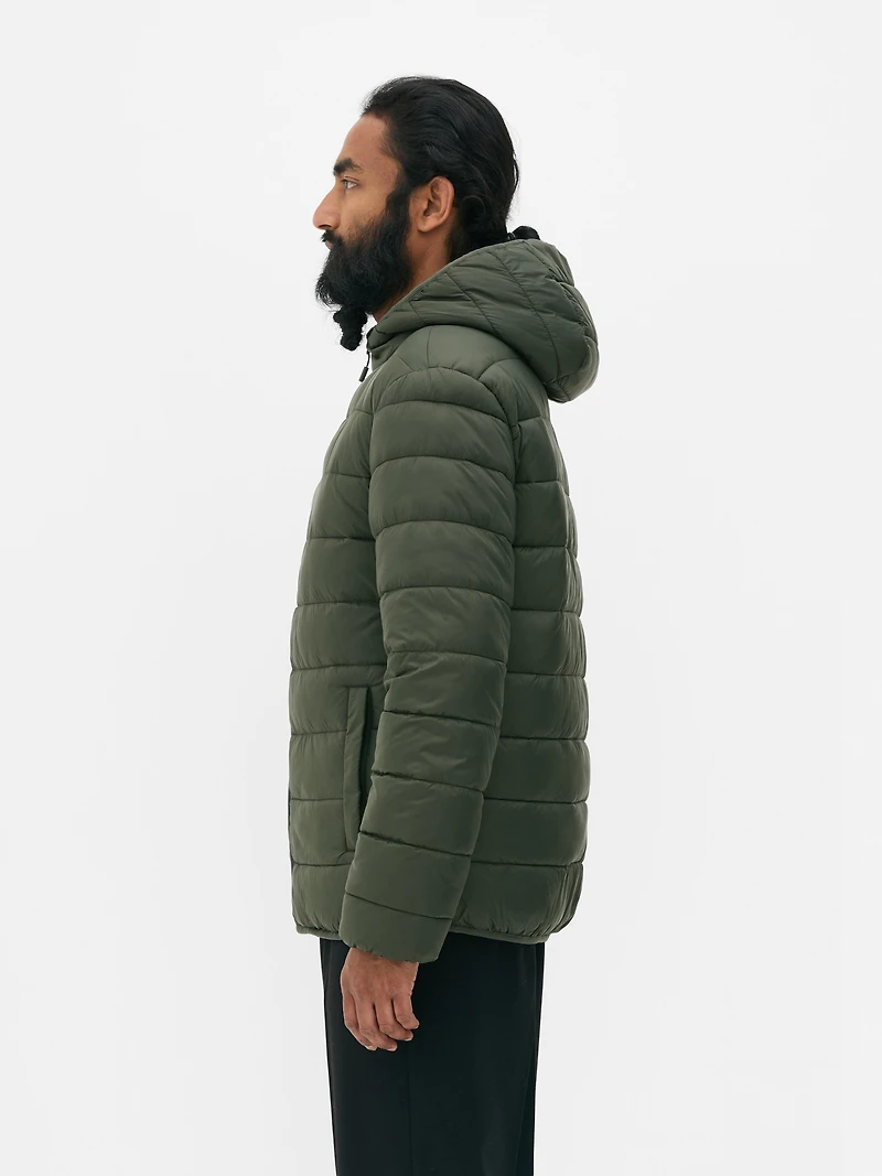 Men's Dark Green Hooded Puffer Jacket