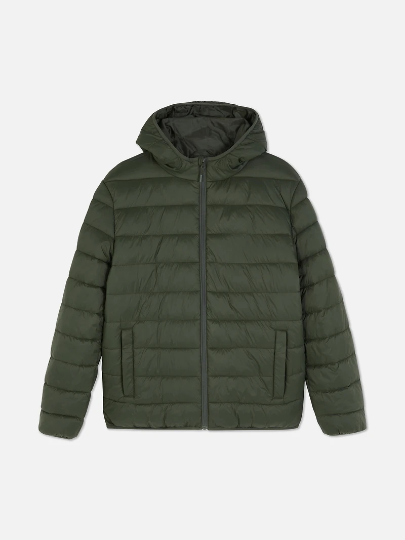 Men's Dark Green Hooded Puffer Jacket