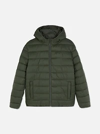 Men's Dark Green Hooded Puffer Jacket