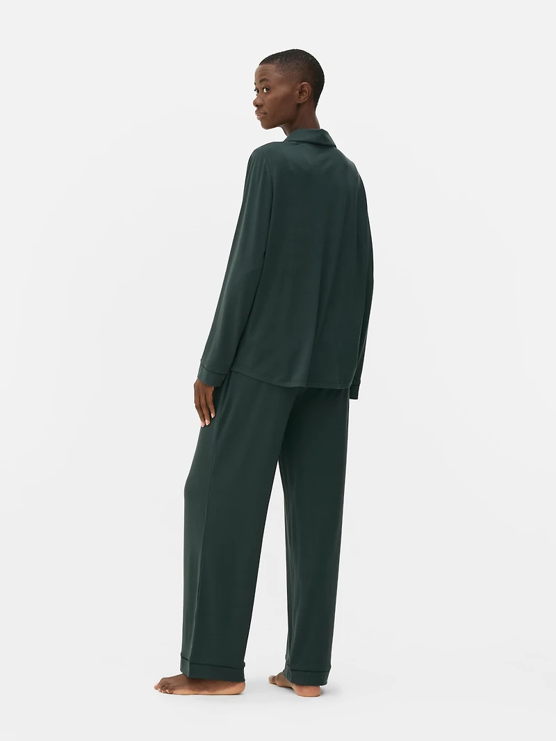 Jersey Knit Long Sleeve Boyfriend Pajama Set