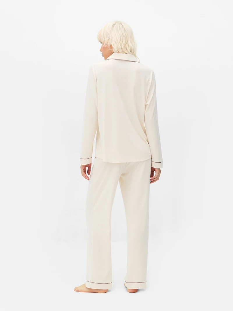 Women's Oyster Jersey Long Sleeve Boyfriend Pajamas