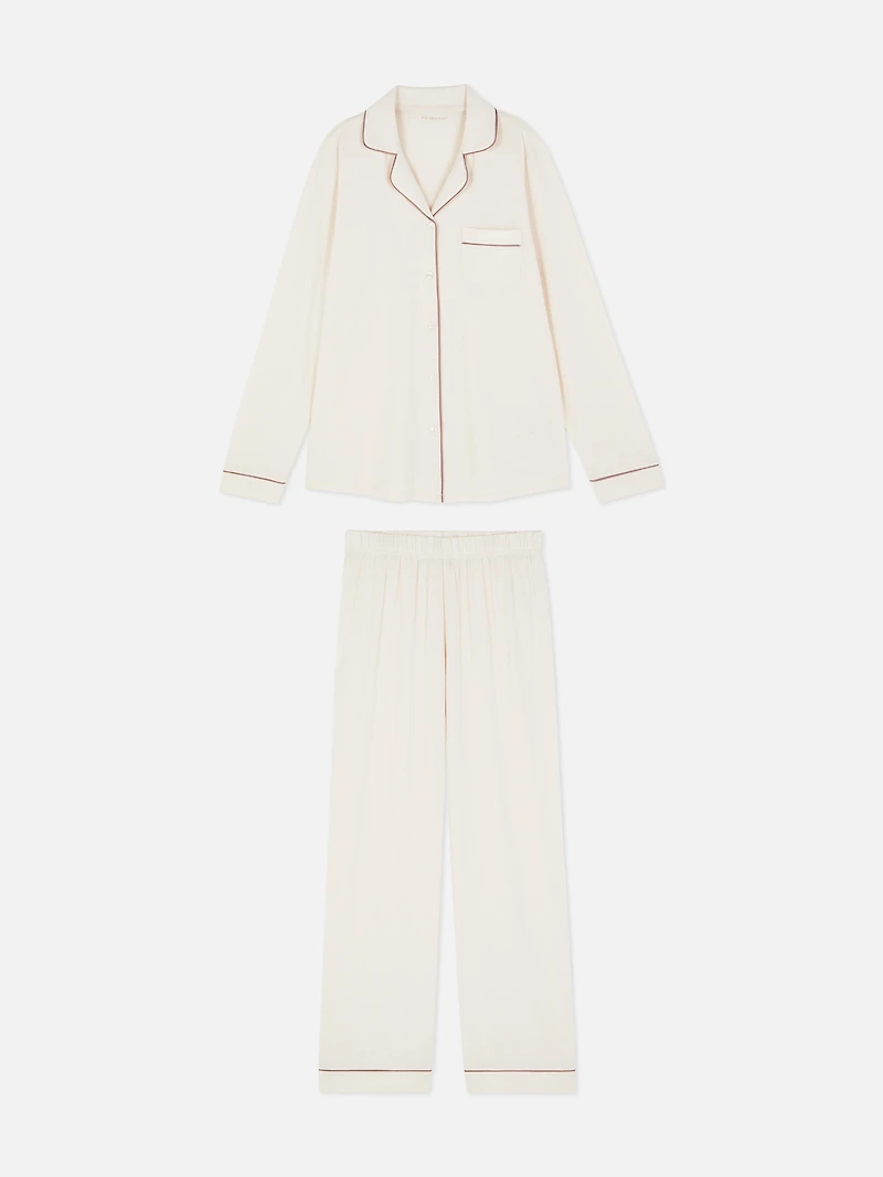 Women's Oyster Jersey Long Sleeve Boyfriend Pajamas