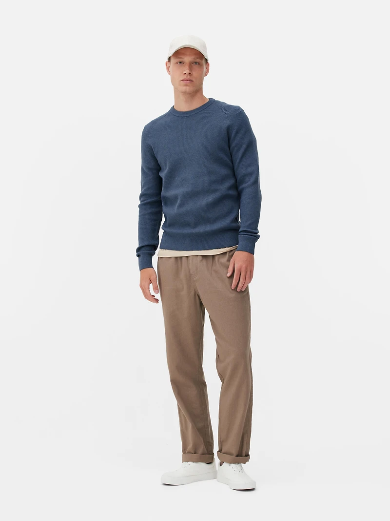 Ribbed Crew Neck Sweater