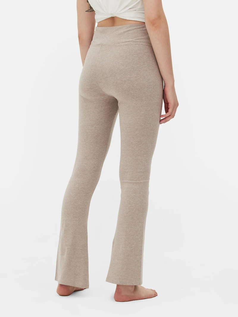 Women's Oatmeal High Waist Flared Leggings