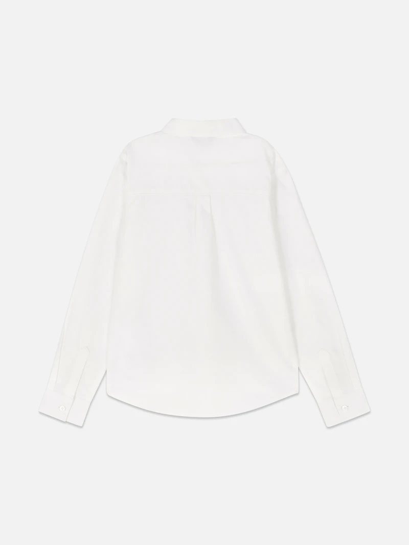 Boys White Older Boy Long Sleeve Oxford Shirt
